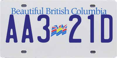 BC license plate AA321D