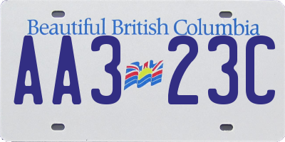 BC license plate AA323C