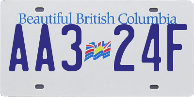 BC license plate AA324F