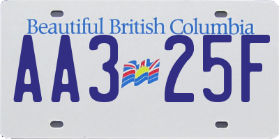 BC license plate AA325F