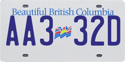 BC license plate AA332D