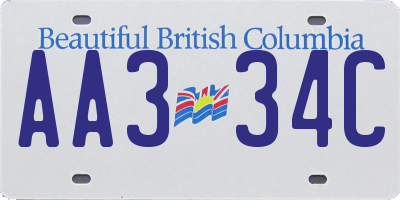 BC license plate AA334C