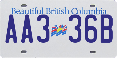 BC license plate AA336B