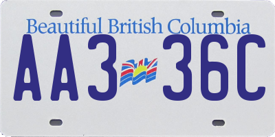 BC license plate AA336C