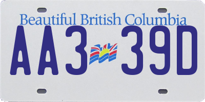 BC license plate AA339D