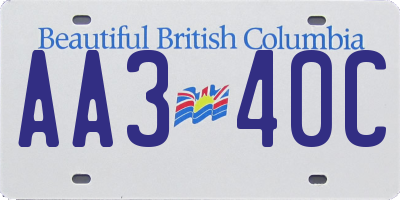 BC license plate AA340C