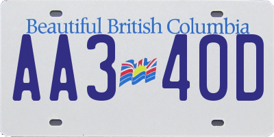 BC license plate AA340D