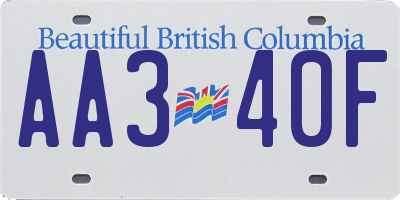 BC license plate AA340F