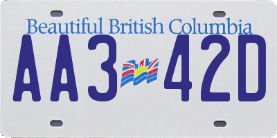 BC license plate AA342D