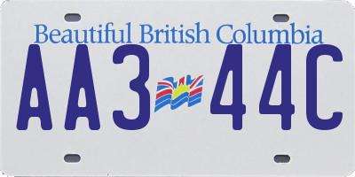BC license plate AA344C
