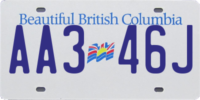 BC license plate AA346J
