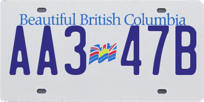 BC license plate AA347B