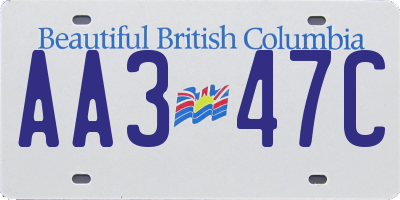BC license plate AA347C