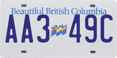 BC license plate AA349C