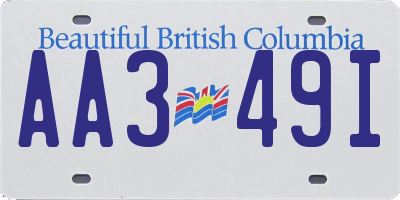 BC license plate AA349I