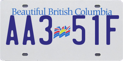 BC license plate AA351F