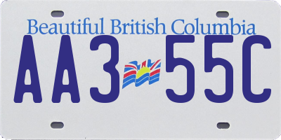 BC license plate AA355C