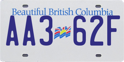 BC license plate AA362F