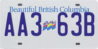 BC license plate AA363B