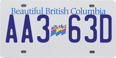 BC license plate AA363D