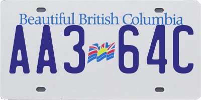 BC license plate AA364C