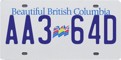 BC license plate AA364D
