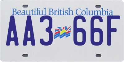 BC license plate AA366F