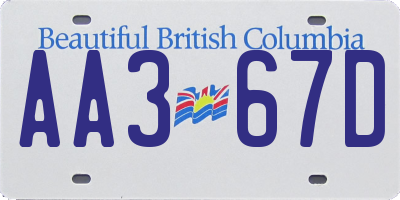 BC license plate AA367D