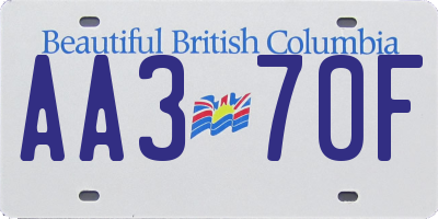 BC license plate AA370F
