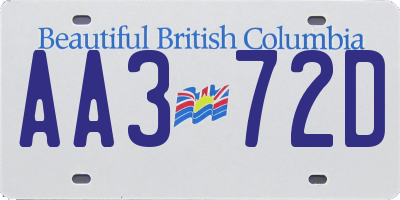 BC license plate AA372D