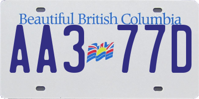 BC license plate AA377D