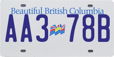 BC license plate AA378B