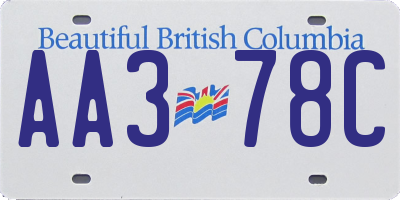 BC license plate AA378C