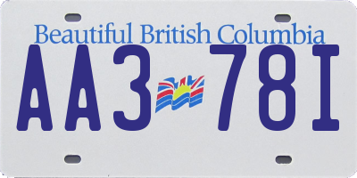BC license plate AA378I