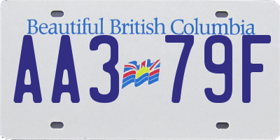 BC license plate AA379F