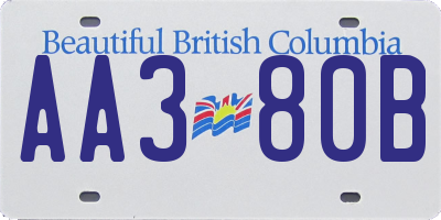 BC license plate AA380B