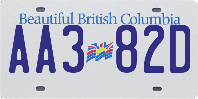 BC license plate AA382D