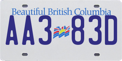 BC license plate AA383D