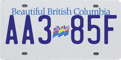 BC license plate AA385F