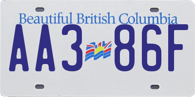 BC license plate AA386F