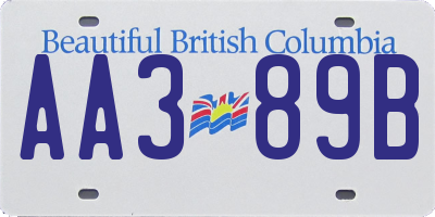 BC license plate AA389B