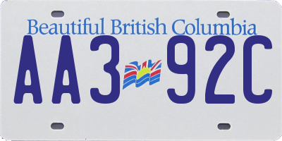 BC license plate AA392C