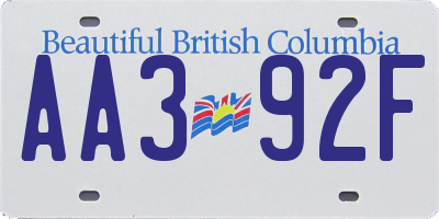 BC license plate AA392F