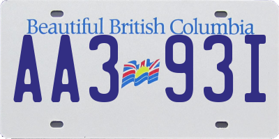 BC license plate AA393I