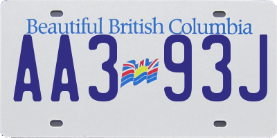 BC license plate AA393J