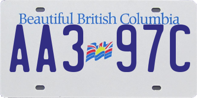 BC license plate AA397C