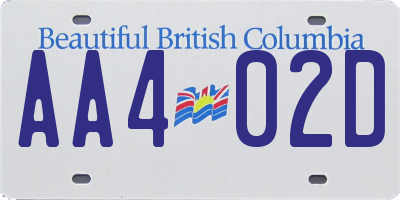 BC license plate AA402D