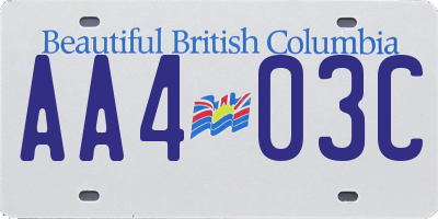 BC license plate AA403C