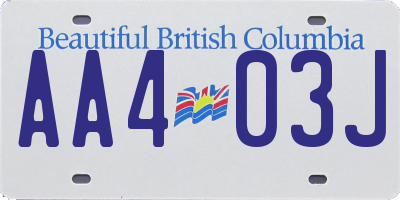 BC license plate AA403J