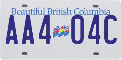 BC license plate AA404C